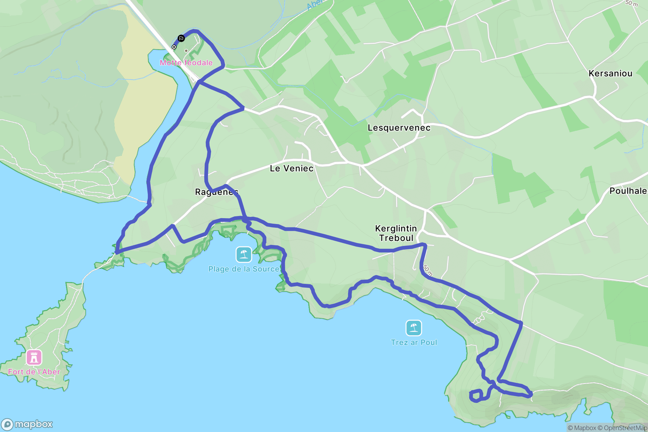 Crozon : carte du parcours de randonnée - France