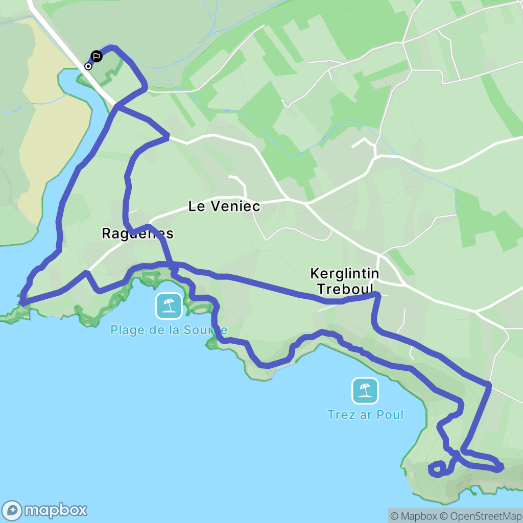 Crozon : carte du parcours de randonnée - France