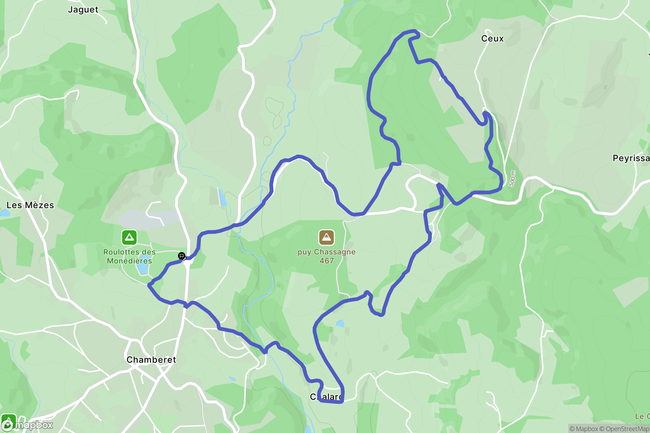 Chamberet : carte du parcours de randonnée - France