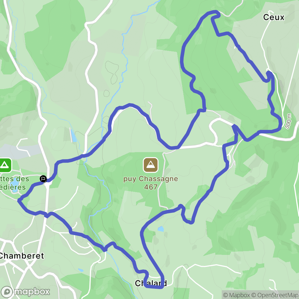 Chamberet : carte du parcours de randonnée - France