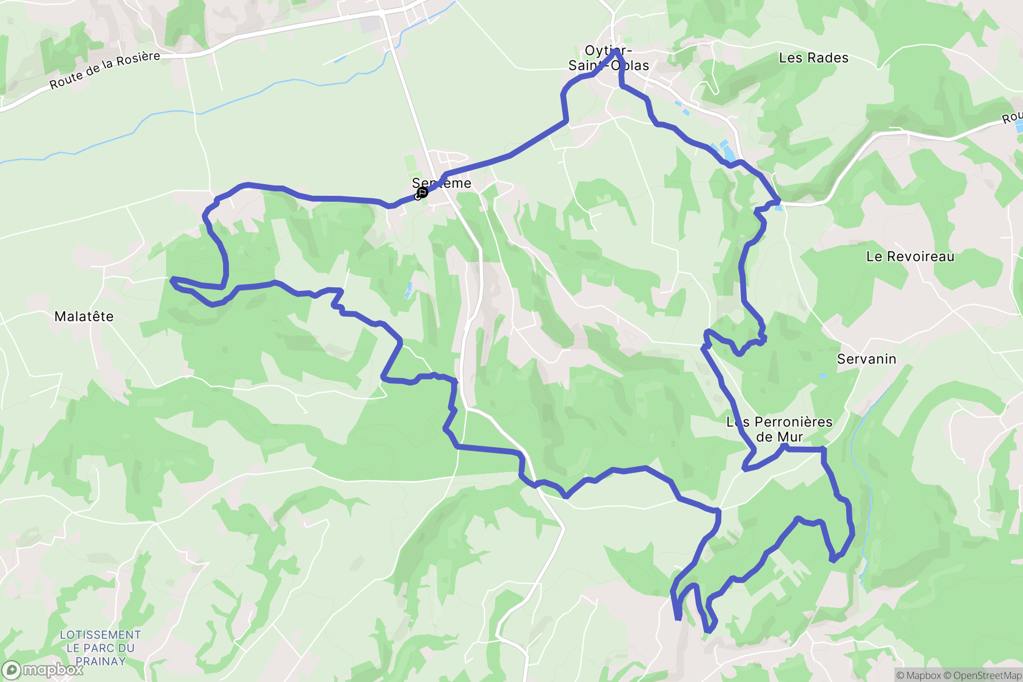 Septème : carte du parcours de randonnée - France