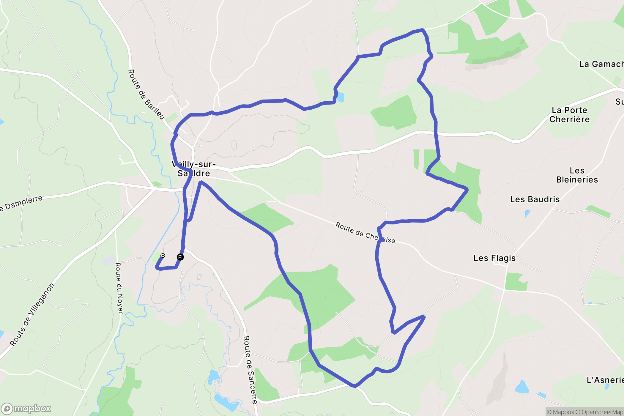 Vailly-sur-Sauldre : carte du parcours de randonnée - France