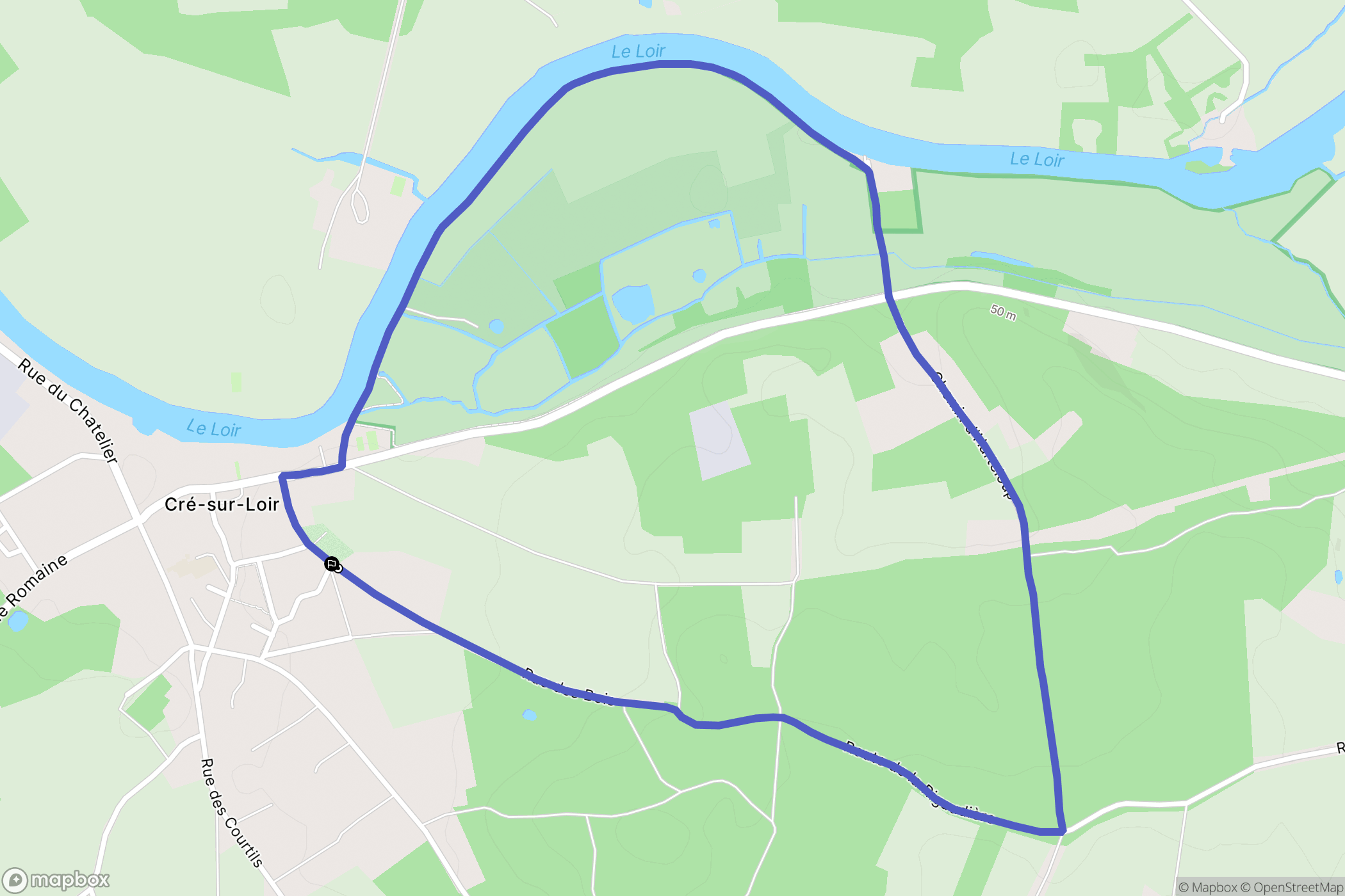Bazouges Cré sur Loir : carte du parcours de randonnée - France