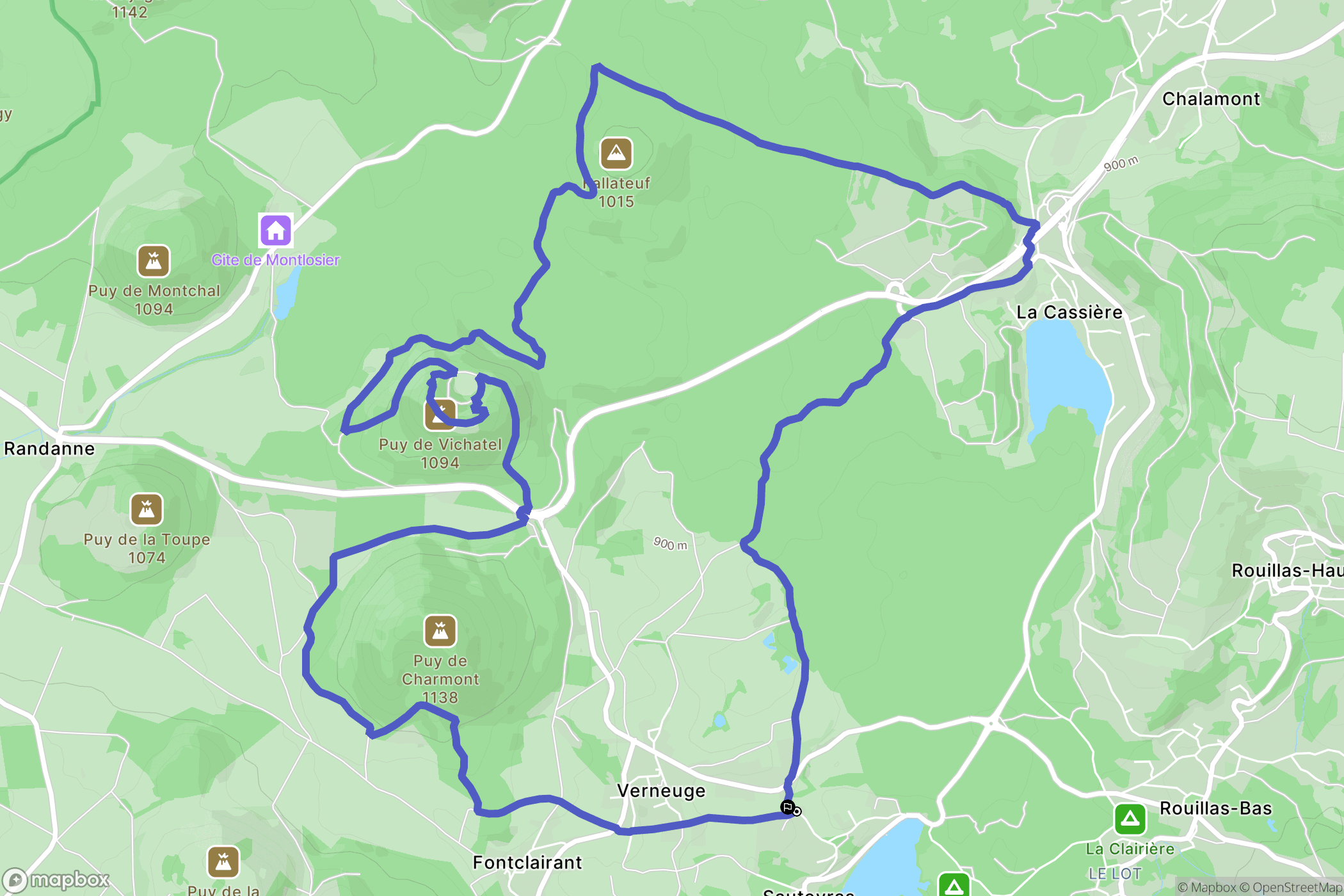 Aydat : carte du parcours de randonnée - France