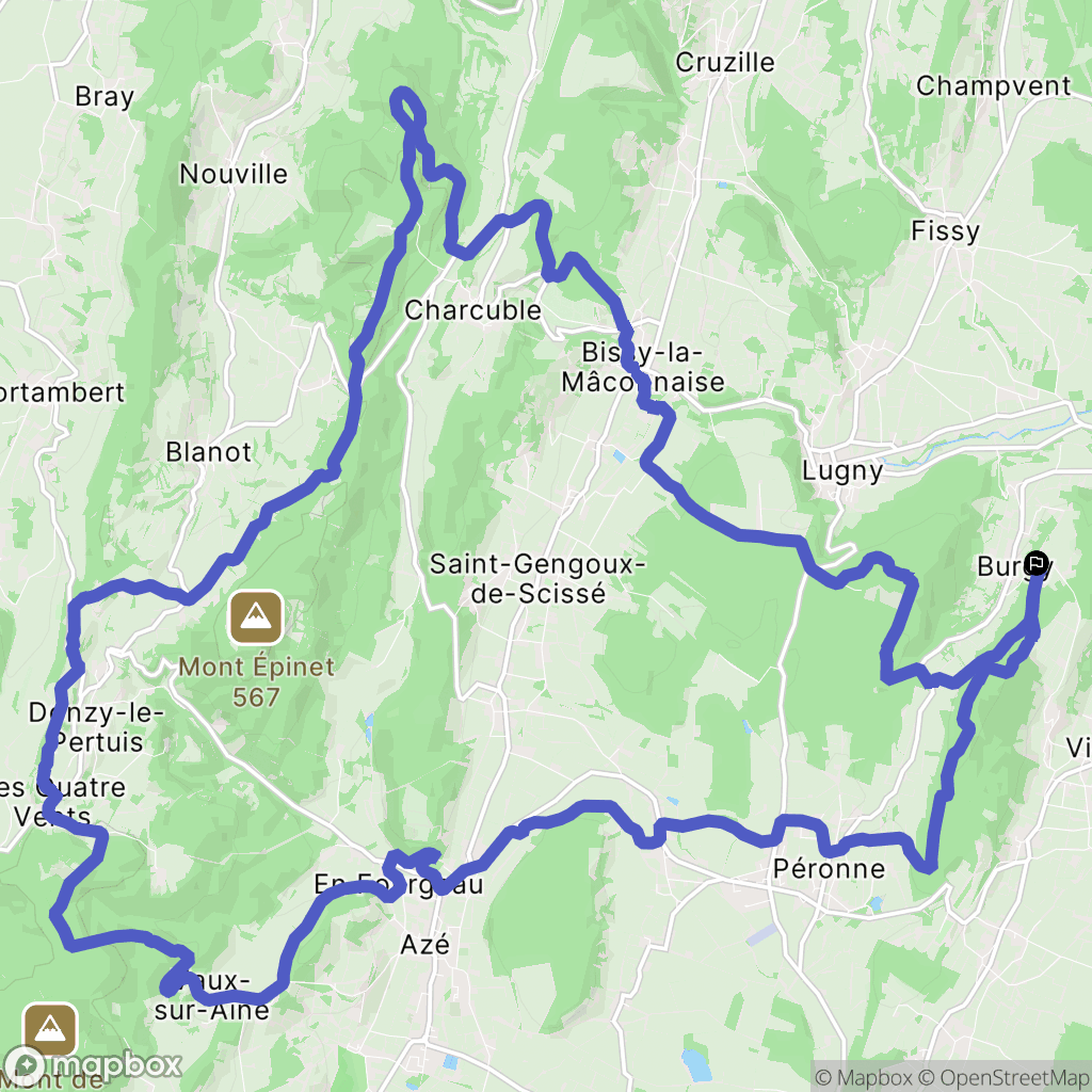Burgy : carte du parcours de randonnée - France