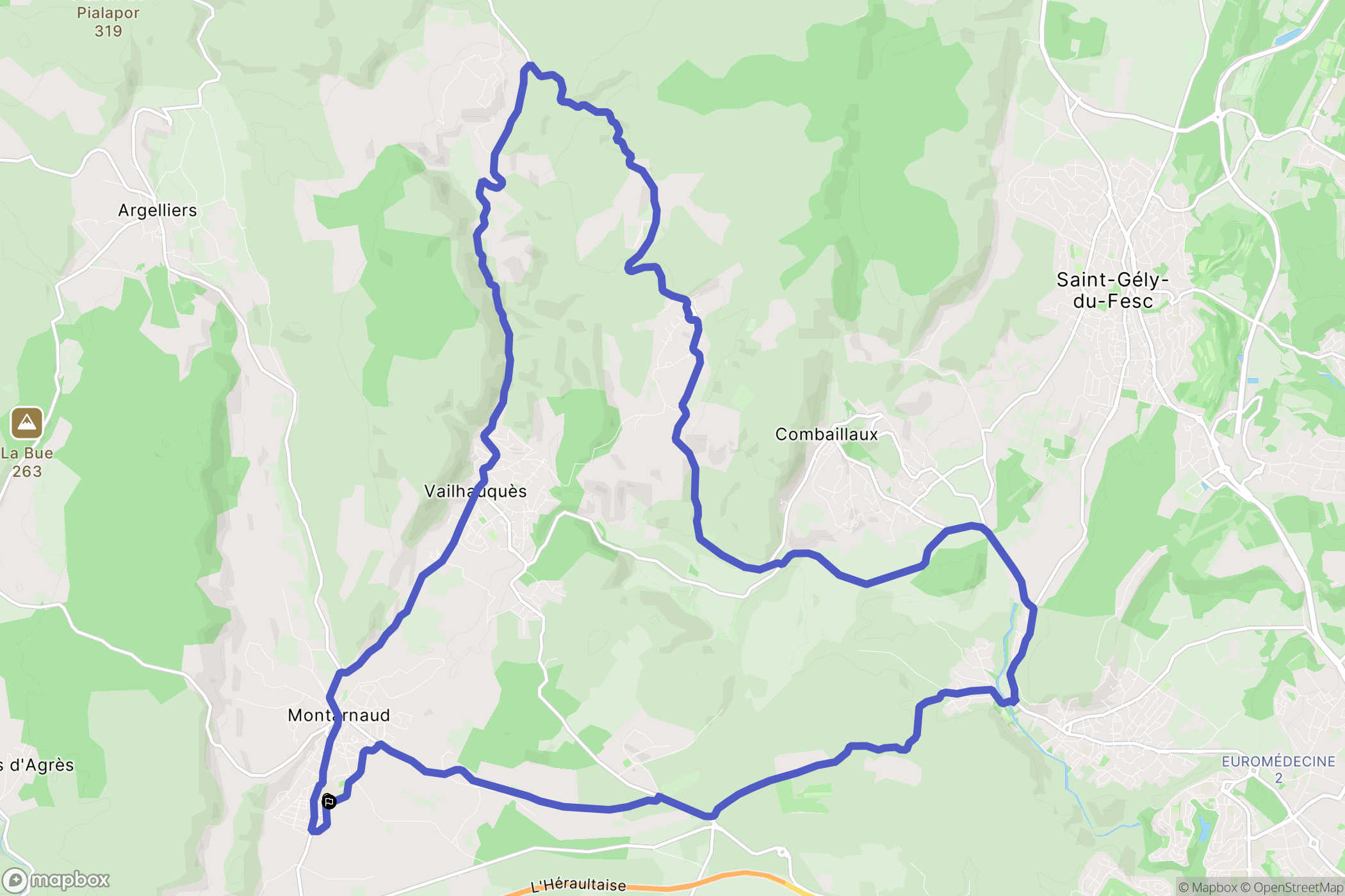 Montarnaud : carte du parcours de randonnée - France