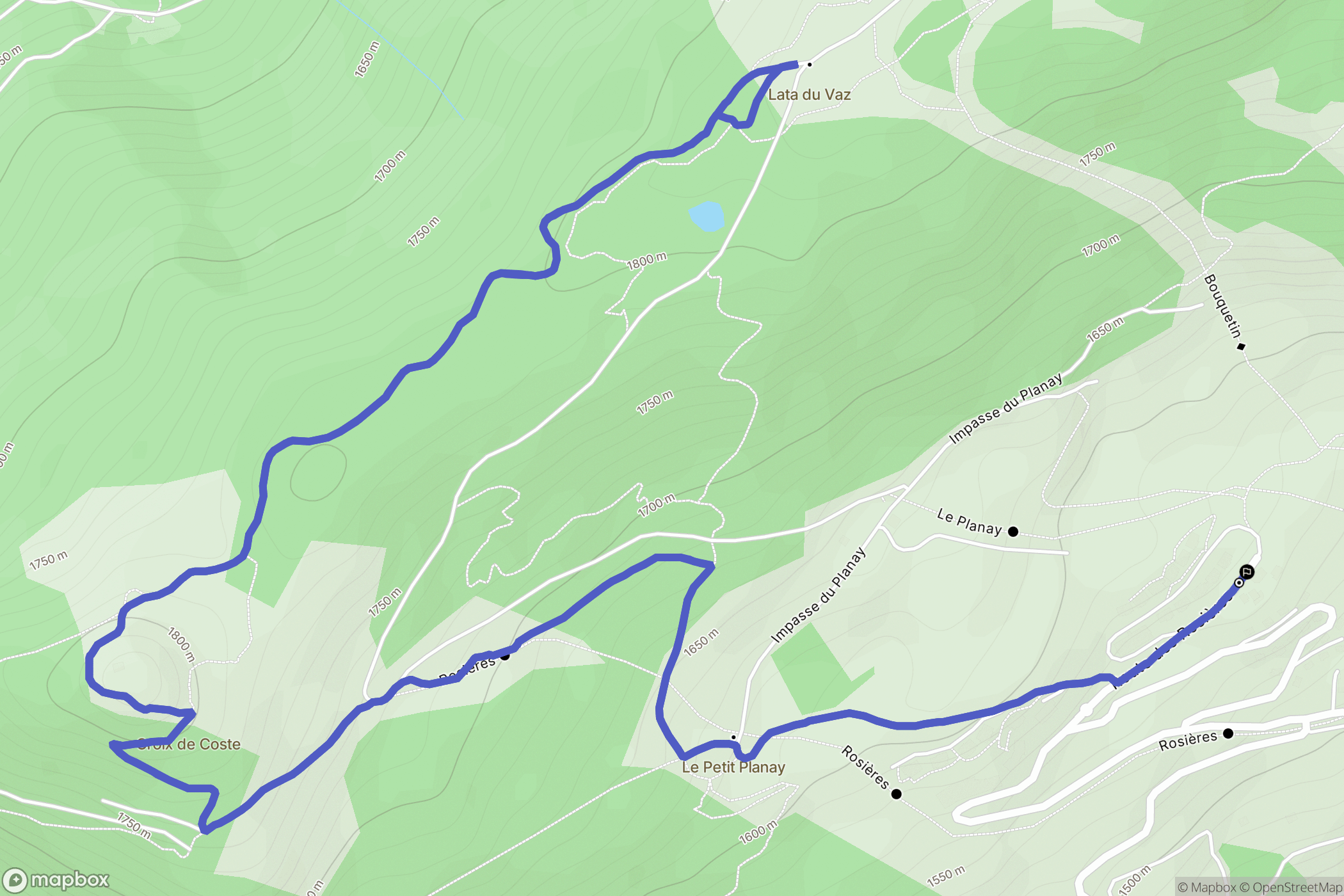 Villard-sur-Doron : carte du parcours de randonnée - France