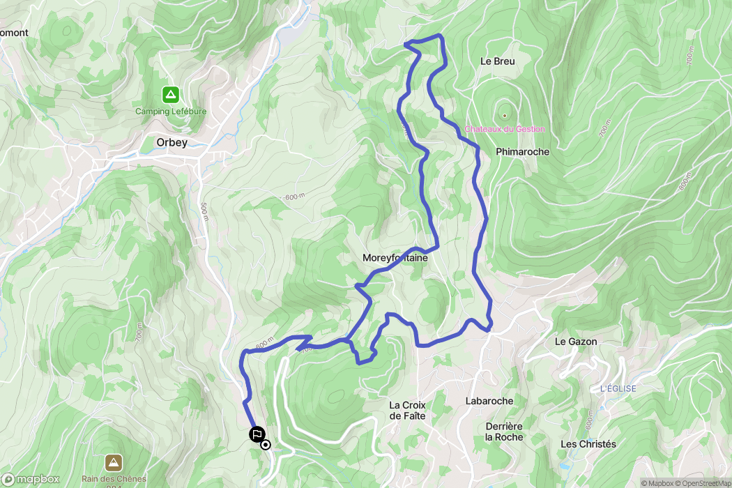 Orbey : carte du parcours de randonnée - France