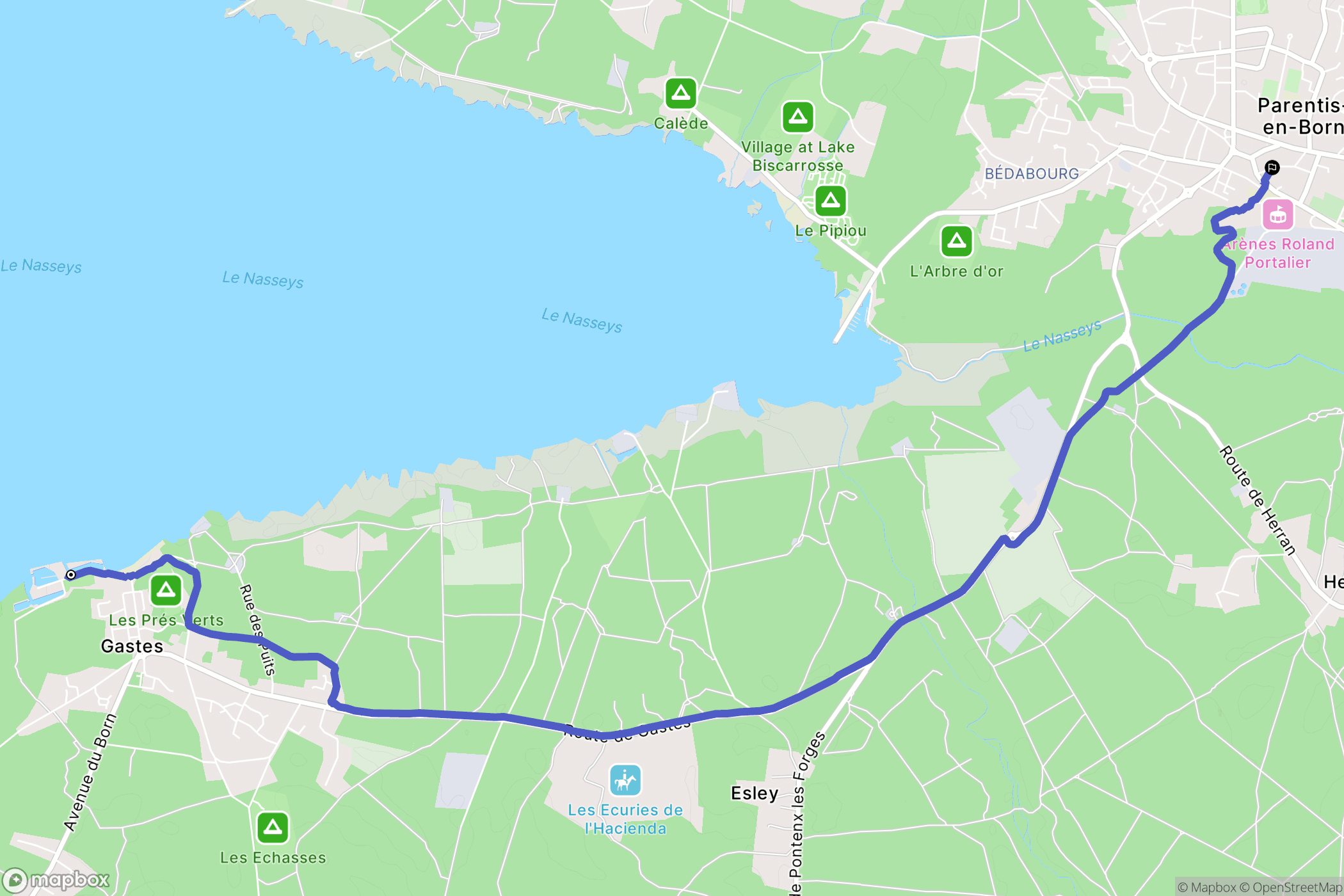 Gastes : carte du parcours de randonnée - France