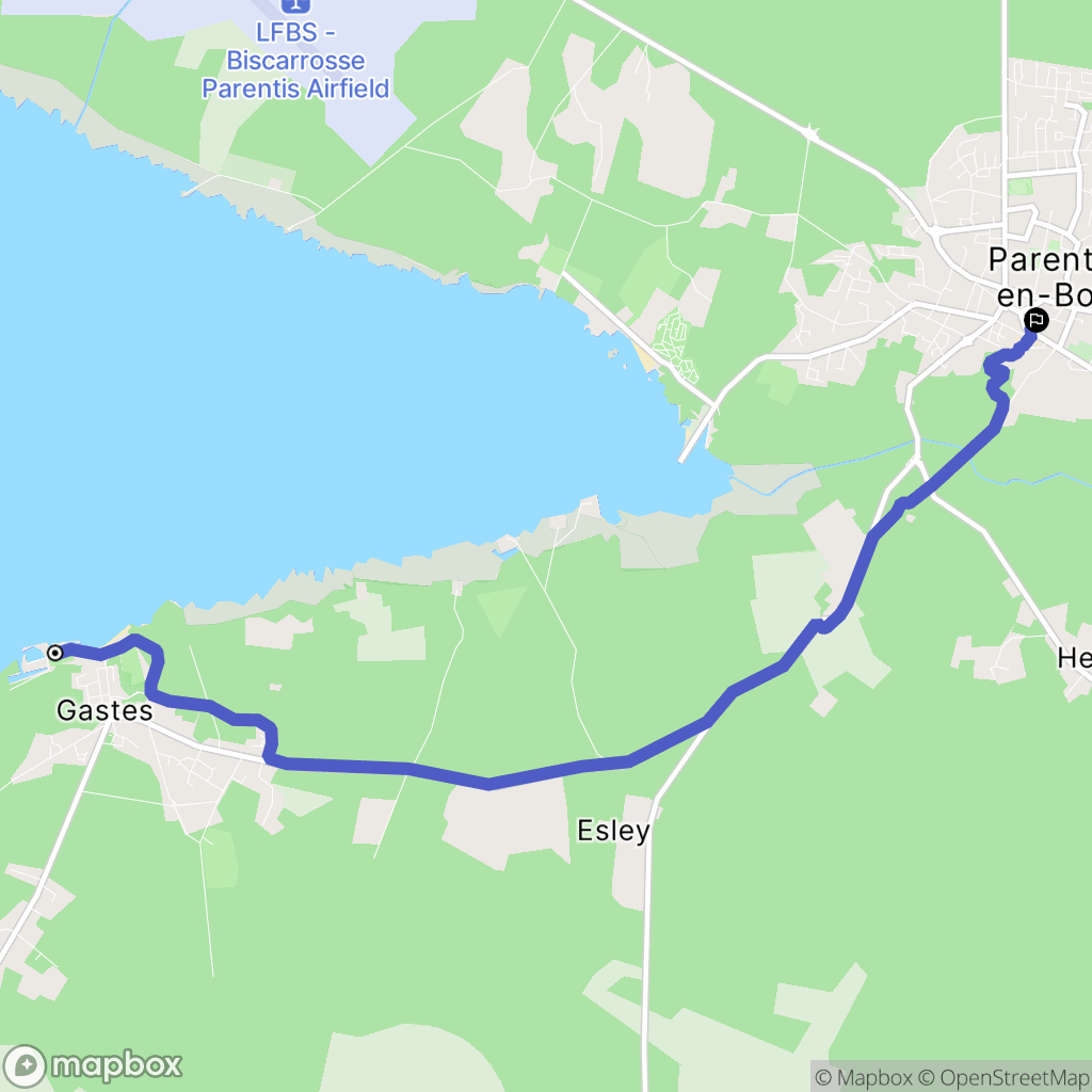Gastes : carte du parcours de randonnée - France
