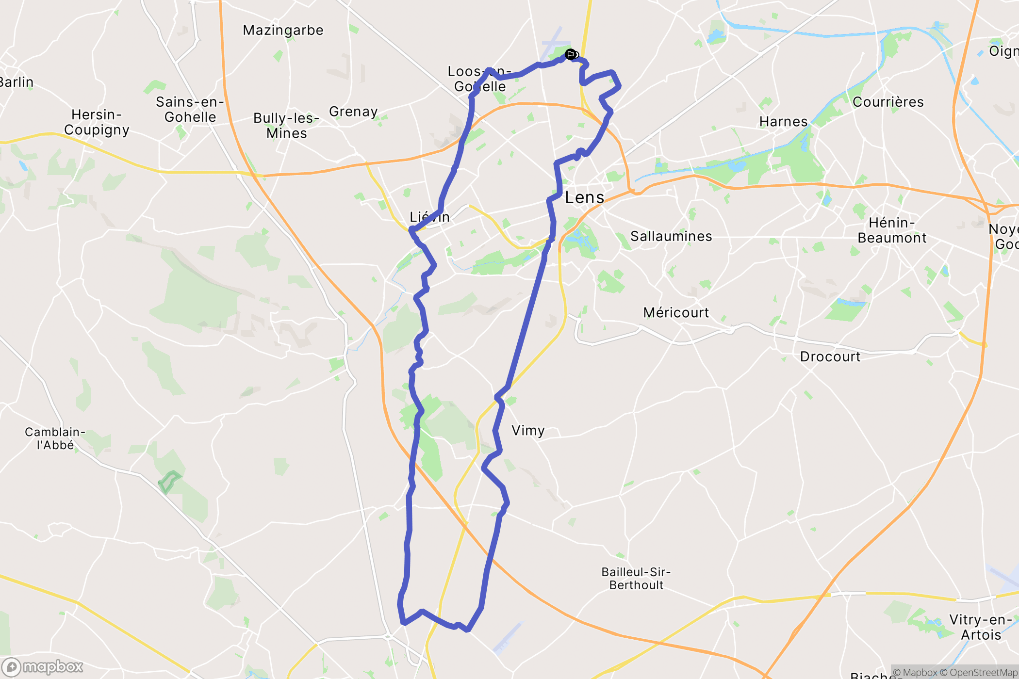 Vendin-le-Vieil : carte du parcours de randonnée - France