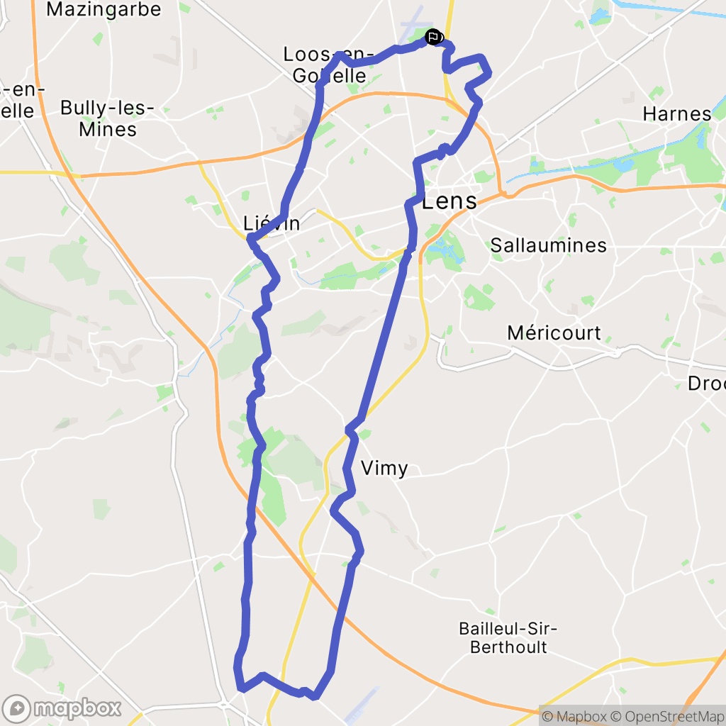 Vendin-le-Vieil : carte du parcours de randonnée - France