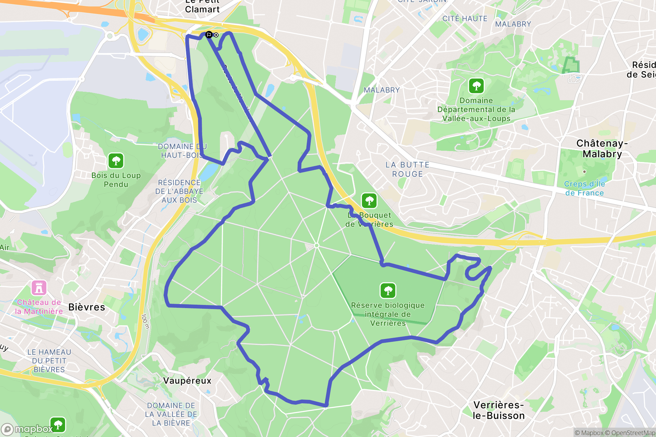 Châtenay-Malabry : carte du parcours de randonnée - France