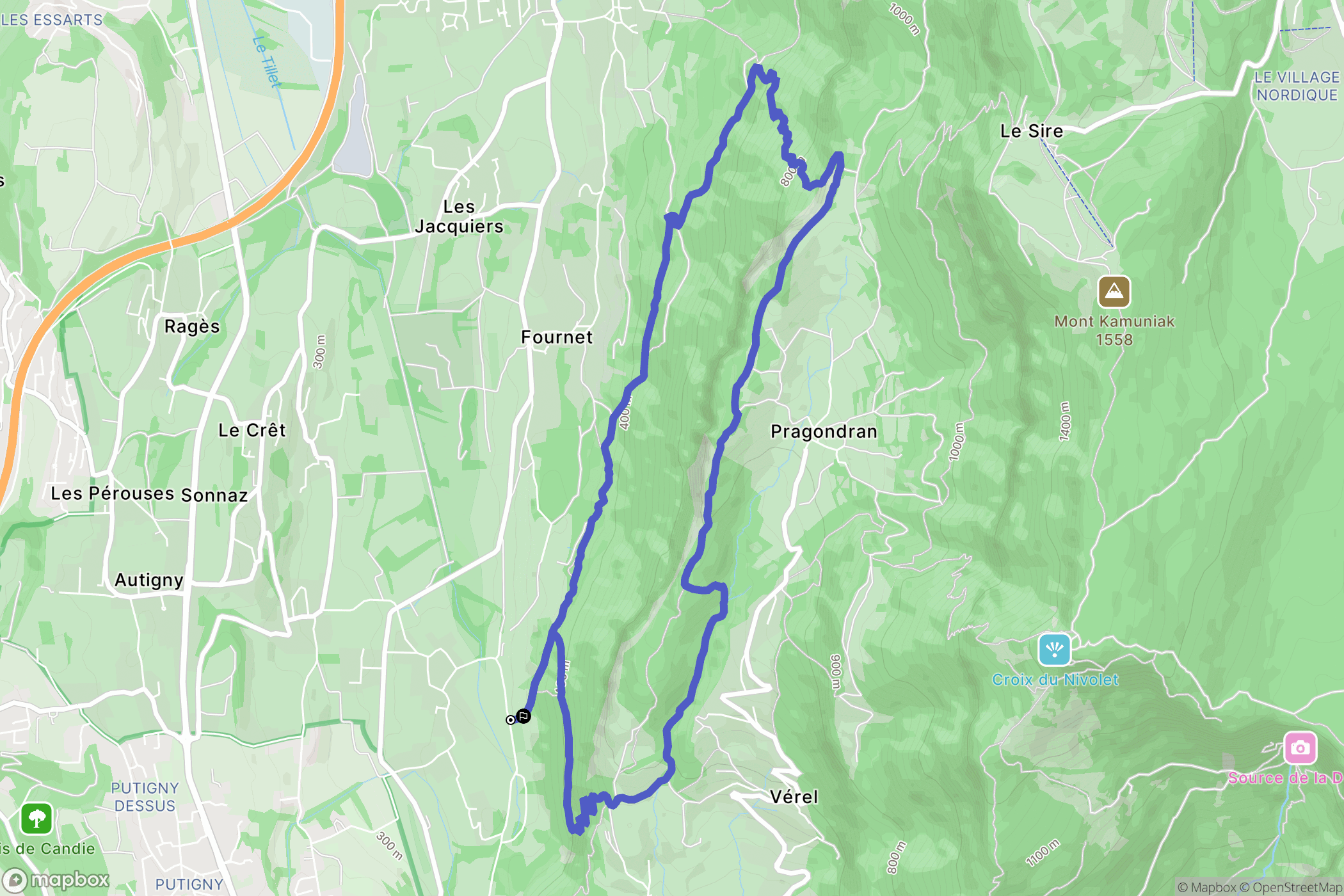 Sonnaz : carte du parcours de randonnée - France