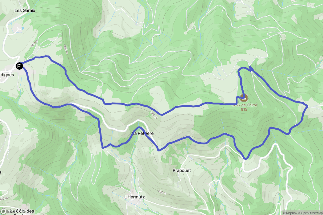 Burdignes : carte du parcours de randonnée - France