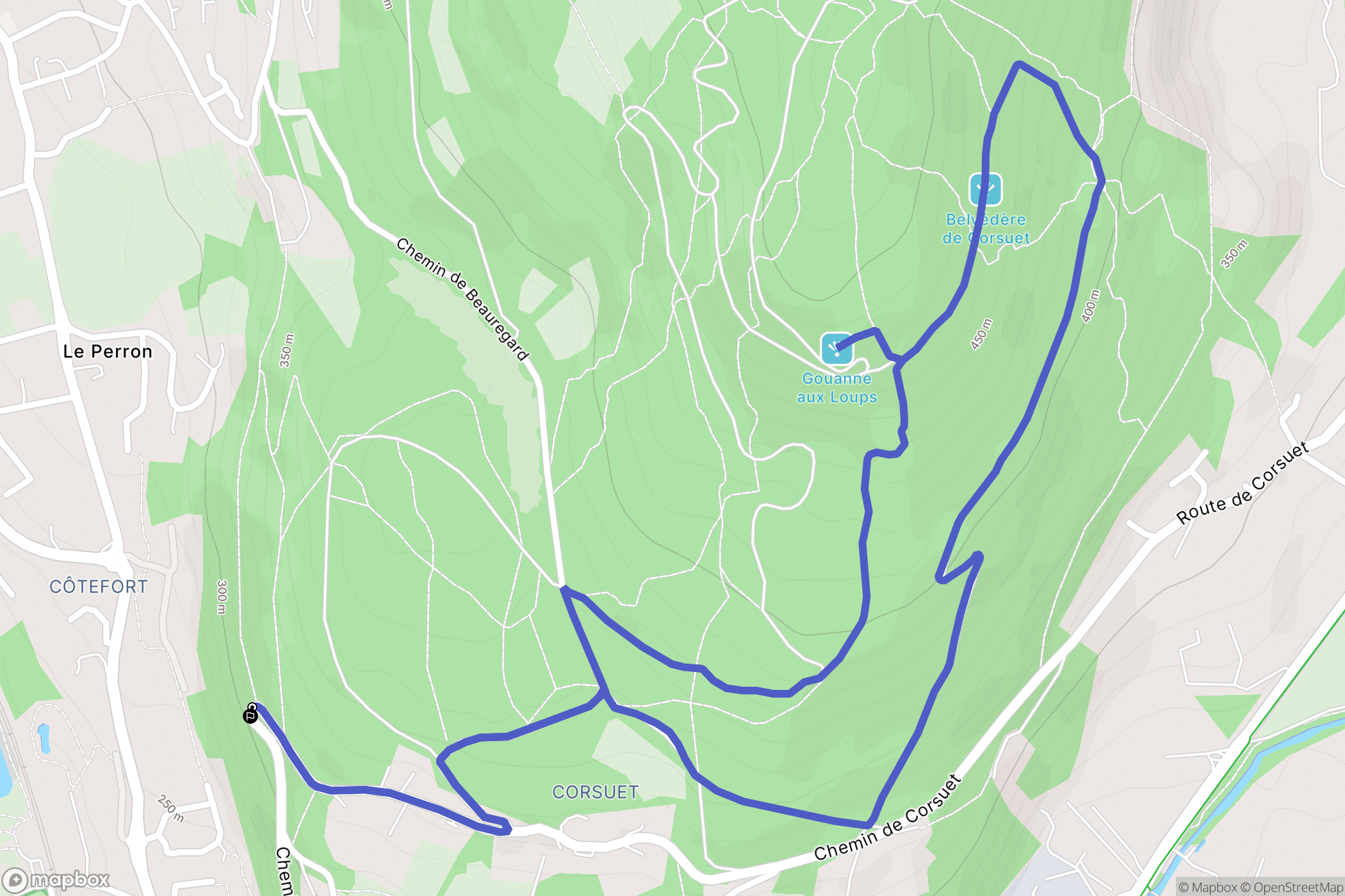 Aix-les-Bains : carte du parcours de randonnée - France