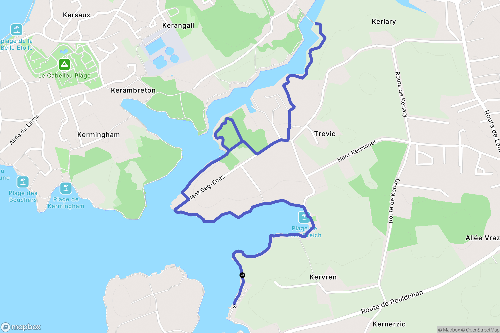 Trégunc : carte du parcours de randonnée - France