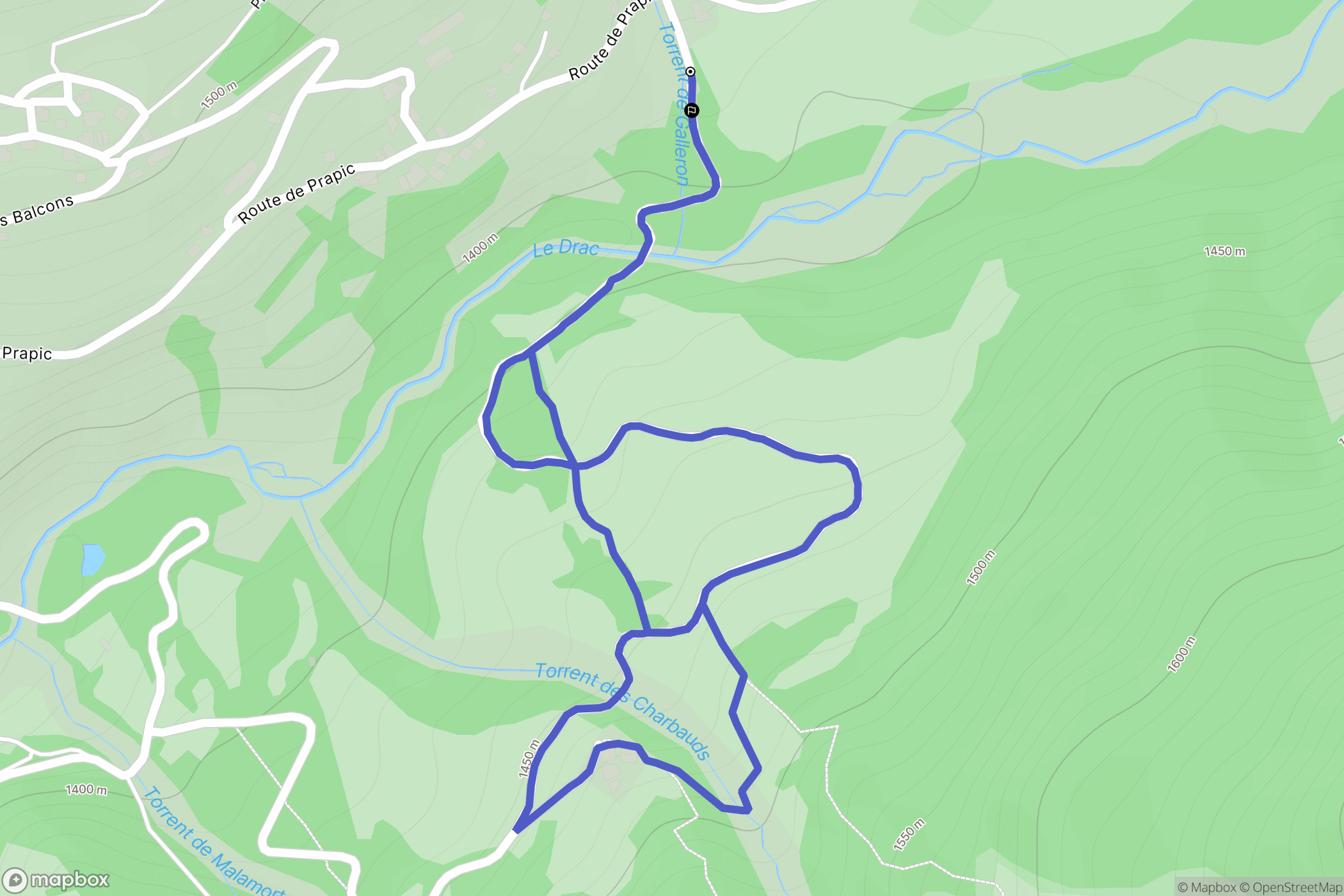 Orcières : carte du parcours de randonnée - France