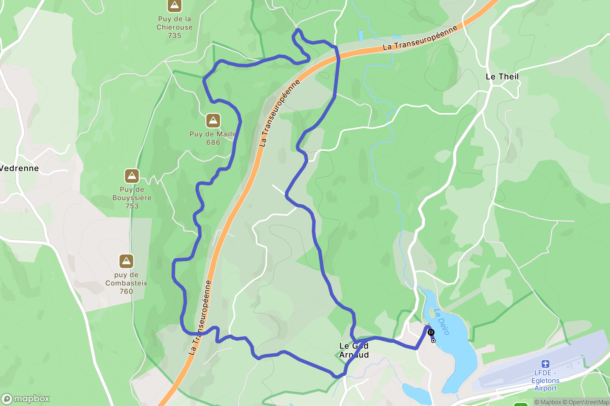 Égletons : carte du parcours de randonnée - France
