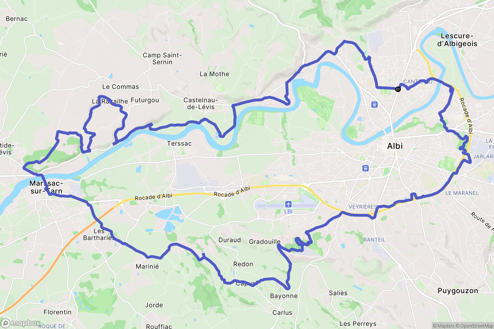 Albi : carte du parcours de randonnée - France