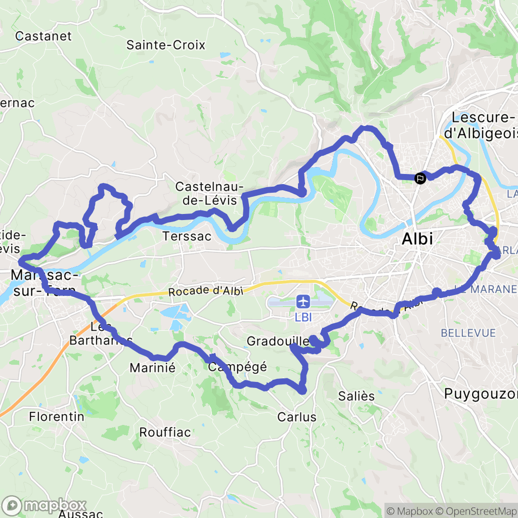 Albi : carte du parcours de randonnée - France