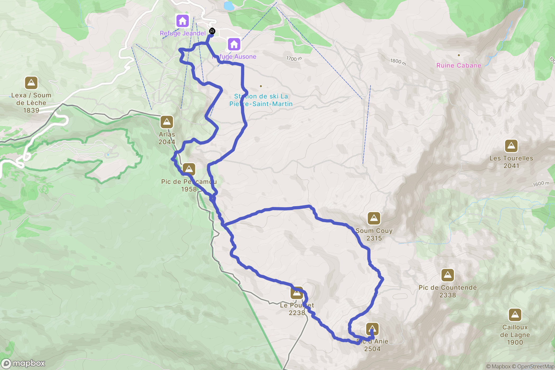 Arette : carte du parcours de randonnée - France