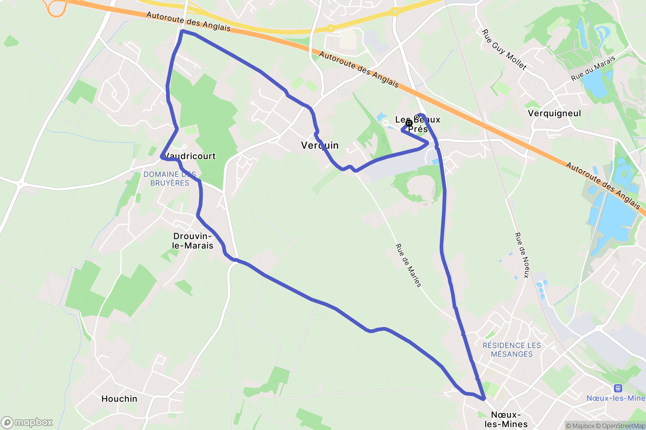 Verquin : carte du parcours de randonnée - France