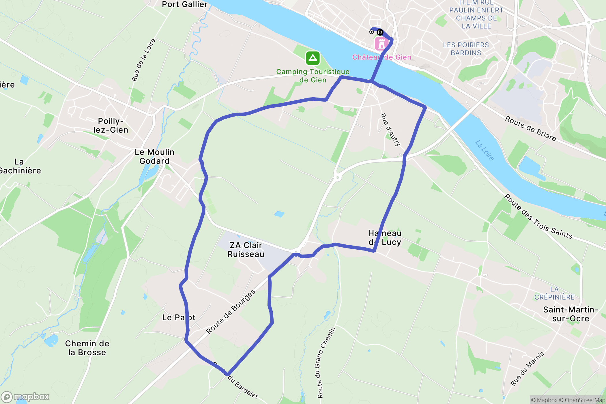 Gien : carte du parcours de randonnée - France