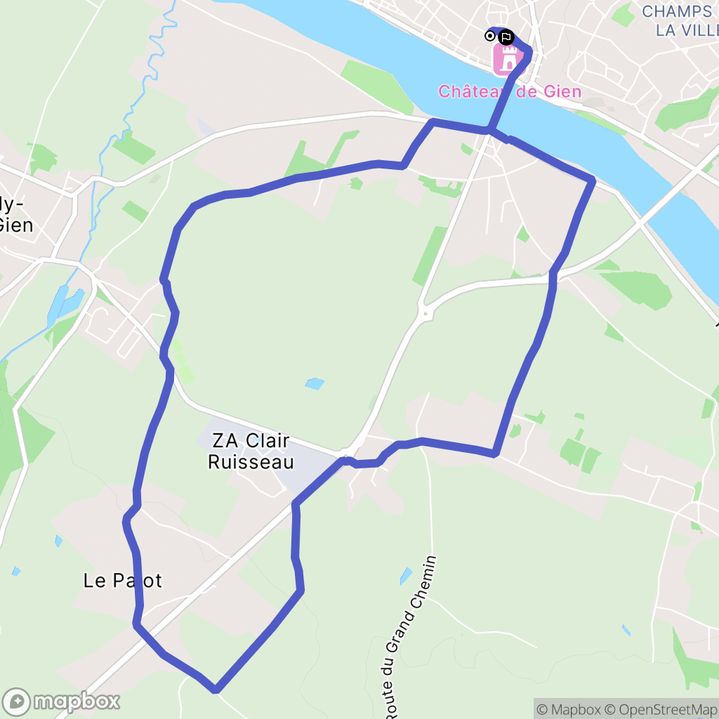 Gien : carte du parcours de randonnée - France