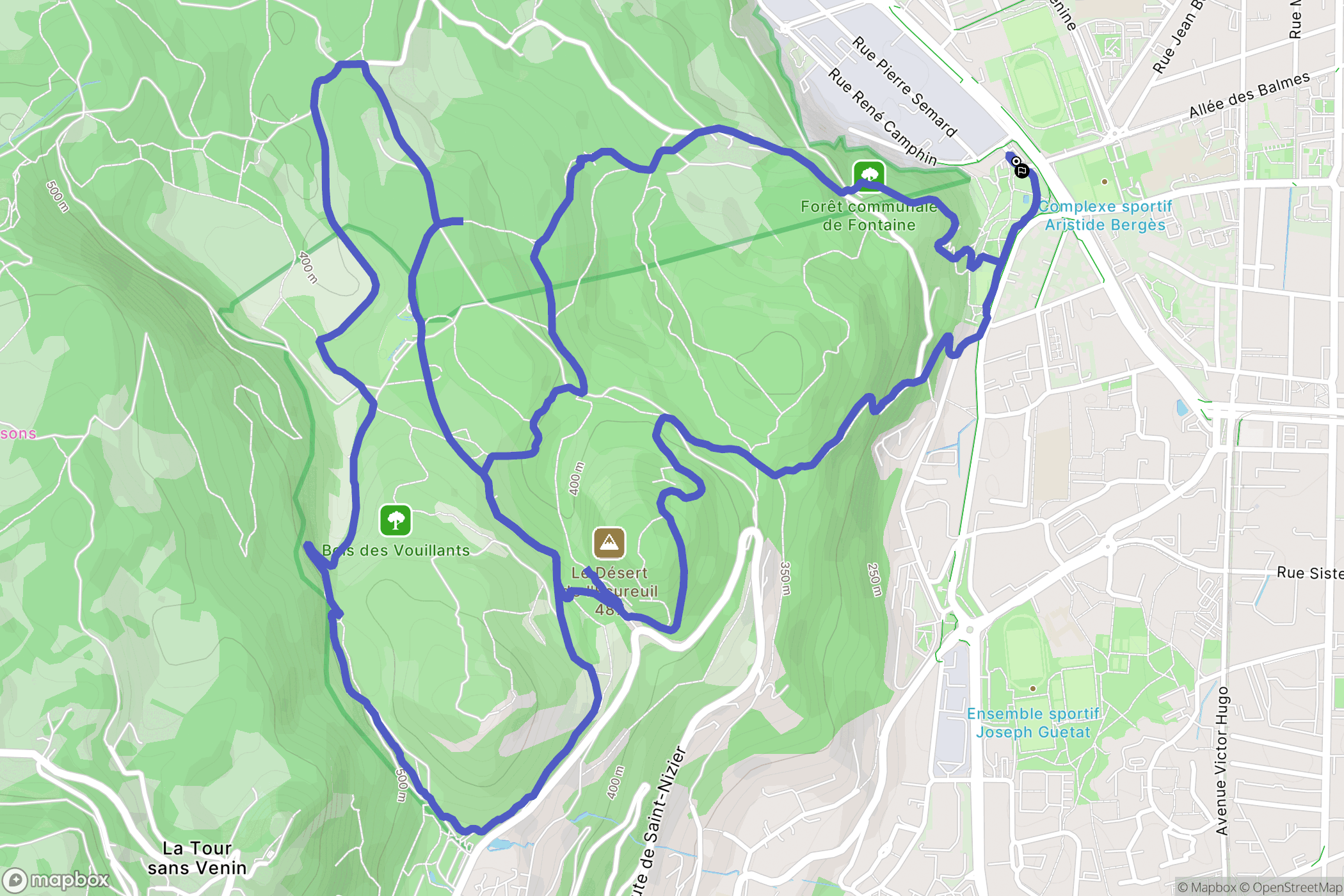 Fontaine : carte du parcours de randonnée - France