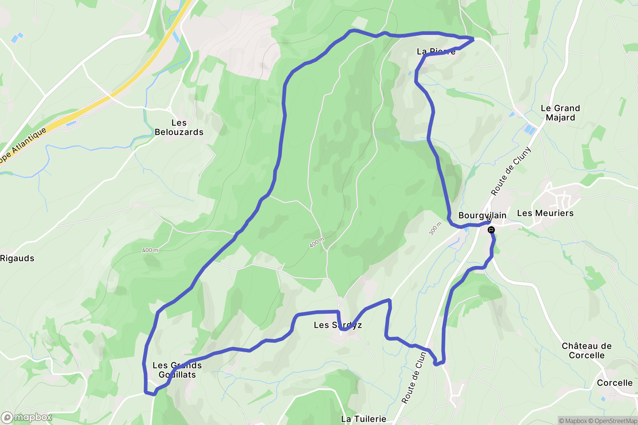 Bourgvilain : carte du parcours de randonnée - France
