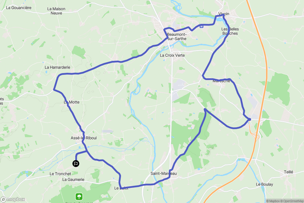 Le Tronchet : carte du parcours de randonnée - France