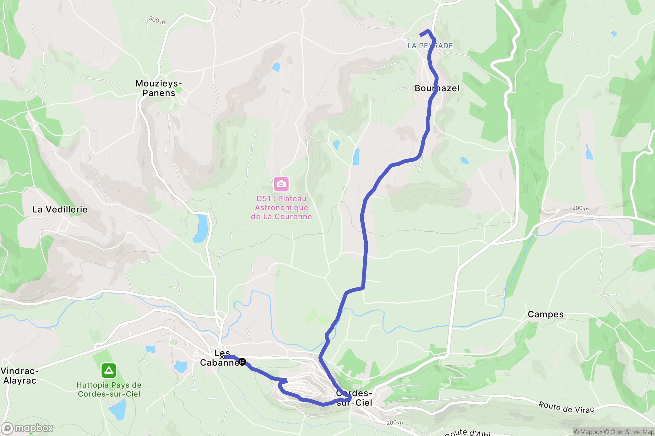 Les Cabannes : carte du parcours de randonnée - France