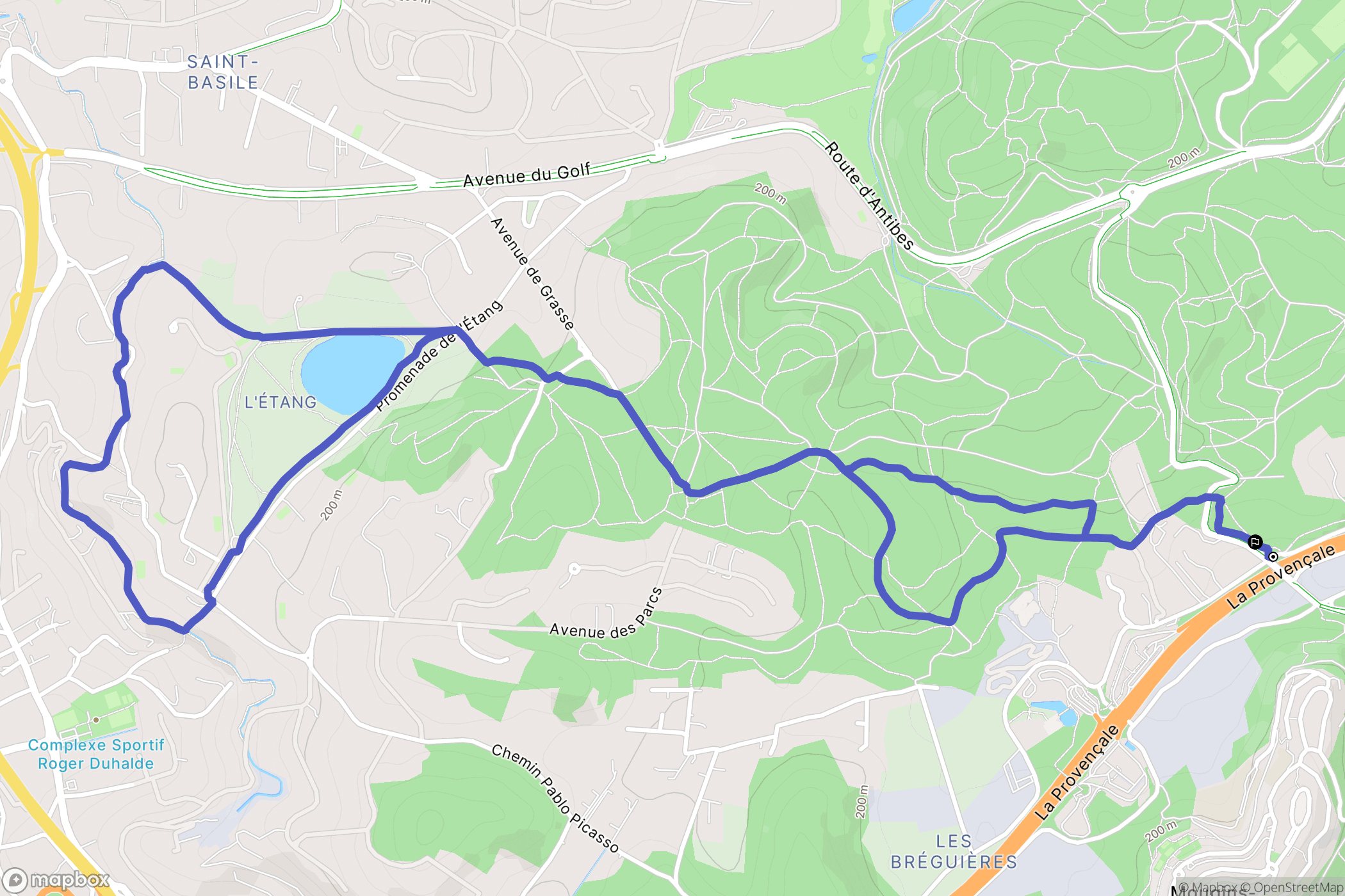 Mougins : carte du parcours de randonnée - France