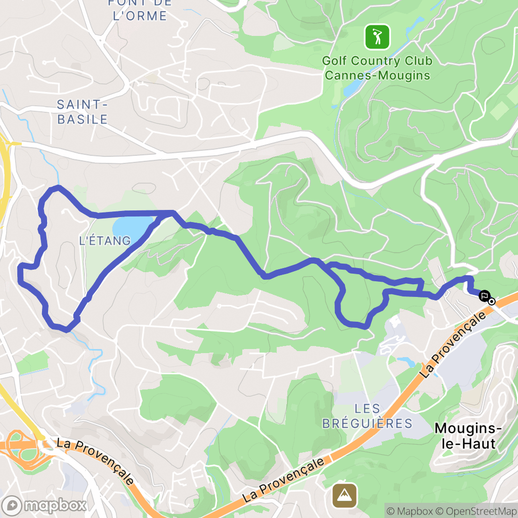 Mougins : carte du parcours de randonnée - France