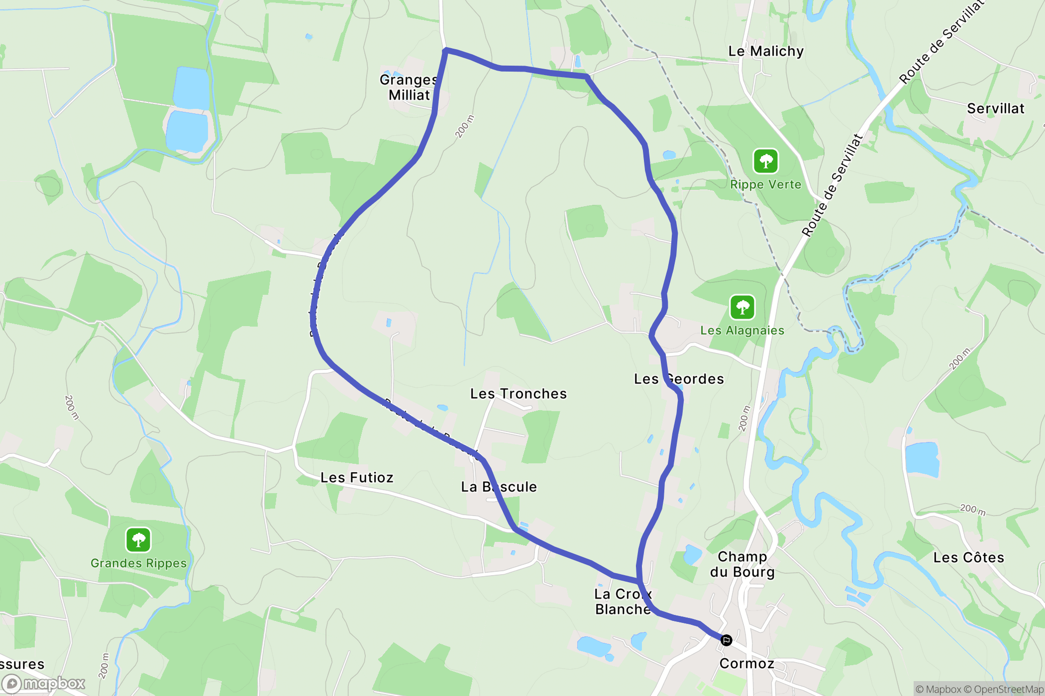 Cormoz : carte du parcours de randonnée - France