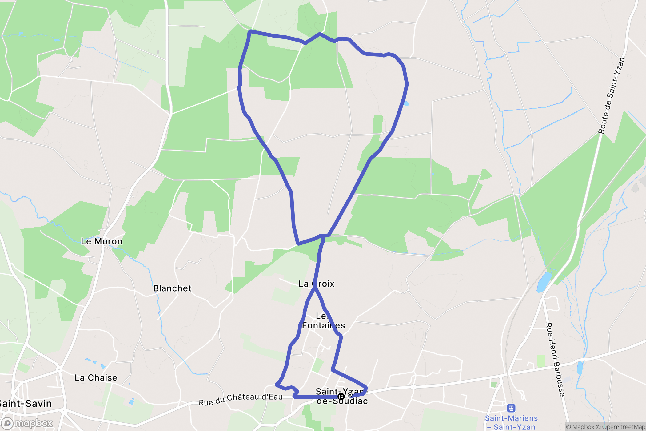 Saint-Yzan-de-Soudiac : carte du parcours de randonnée - France