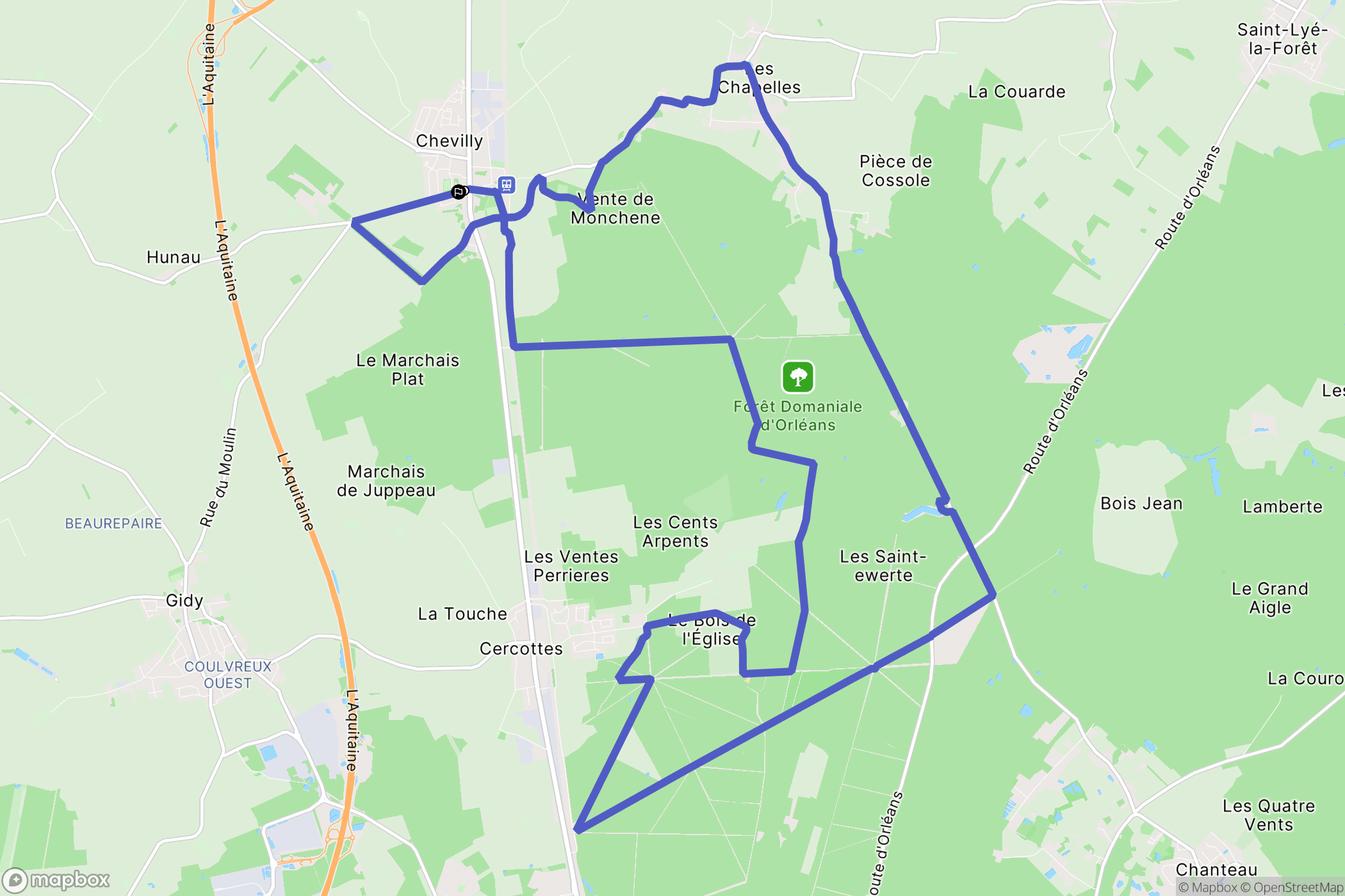 Chevilly : carte du parcours de randonnée - France