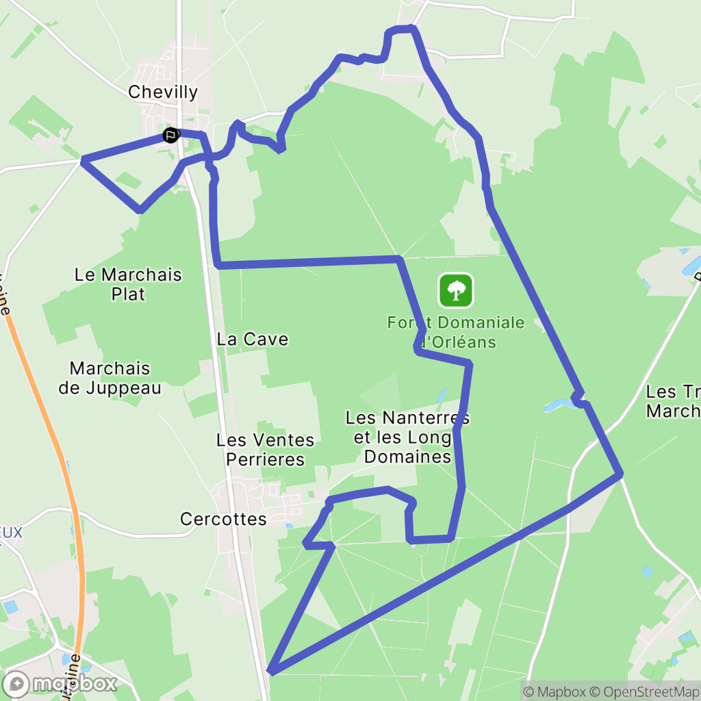Chevilly : carte du parcours de randonnée - France