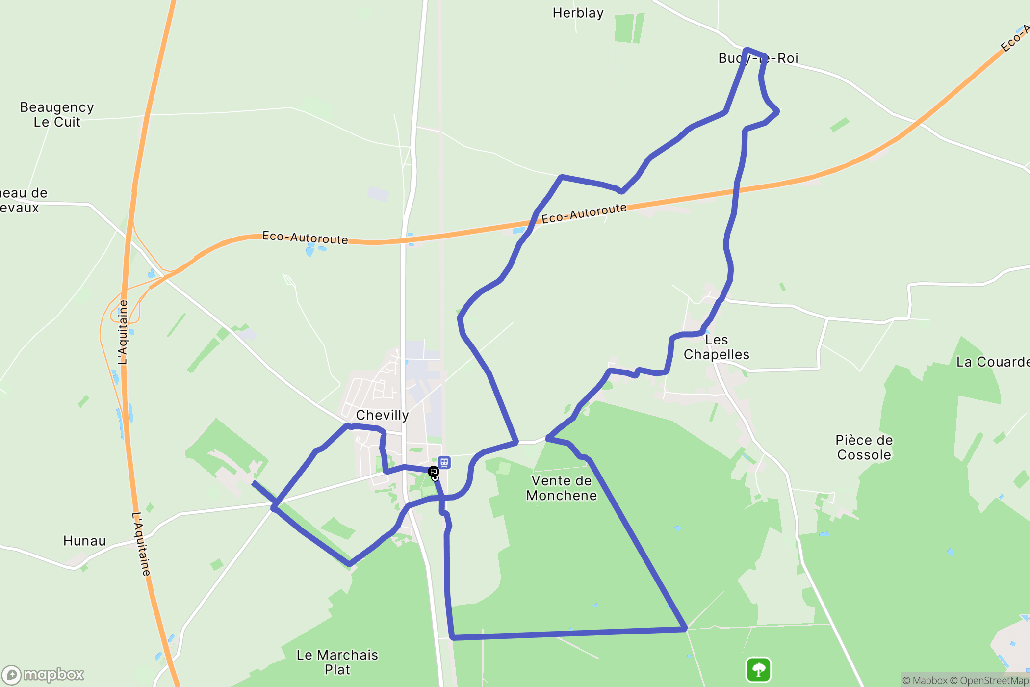 Chevilly : carte du parcours de randonnée - France