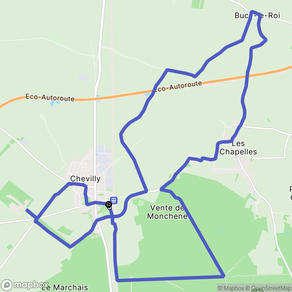 Chevilly : carte du parcours de randonnée - France