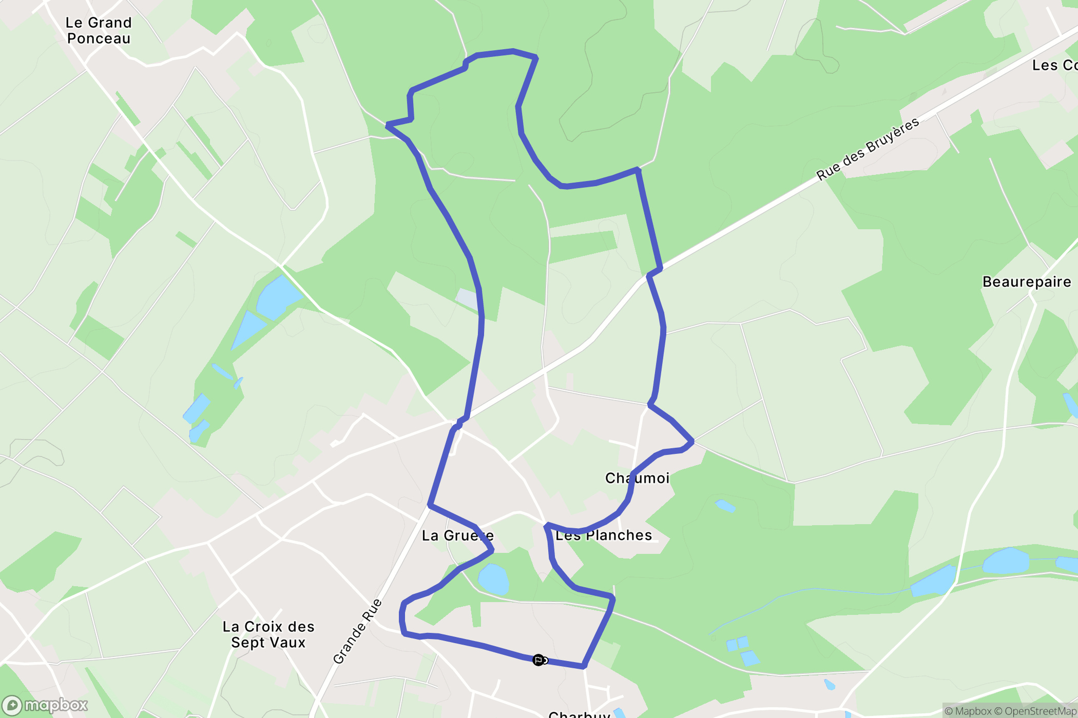 Charbuy : carte du parcours de randonnée - France