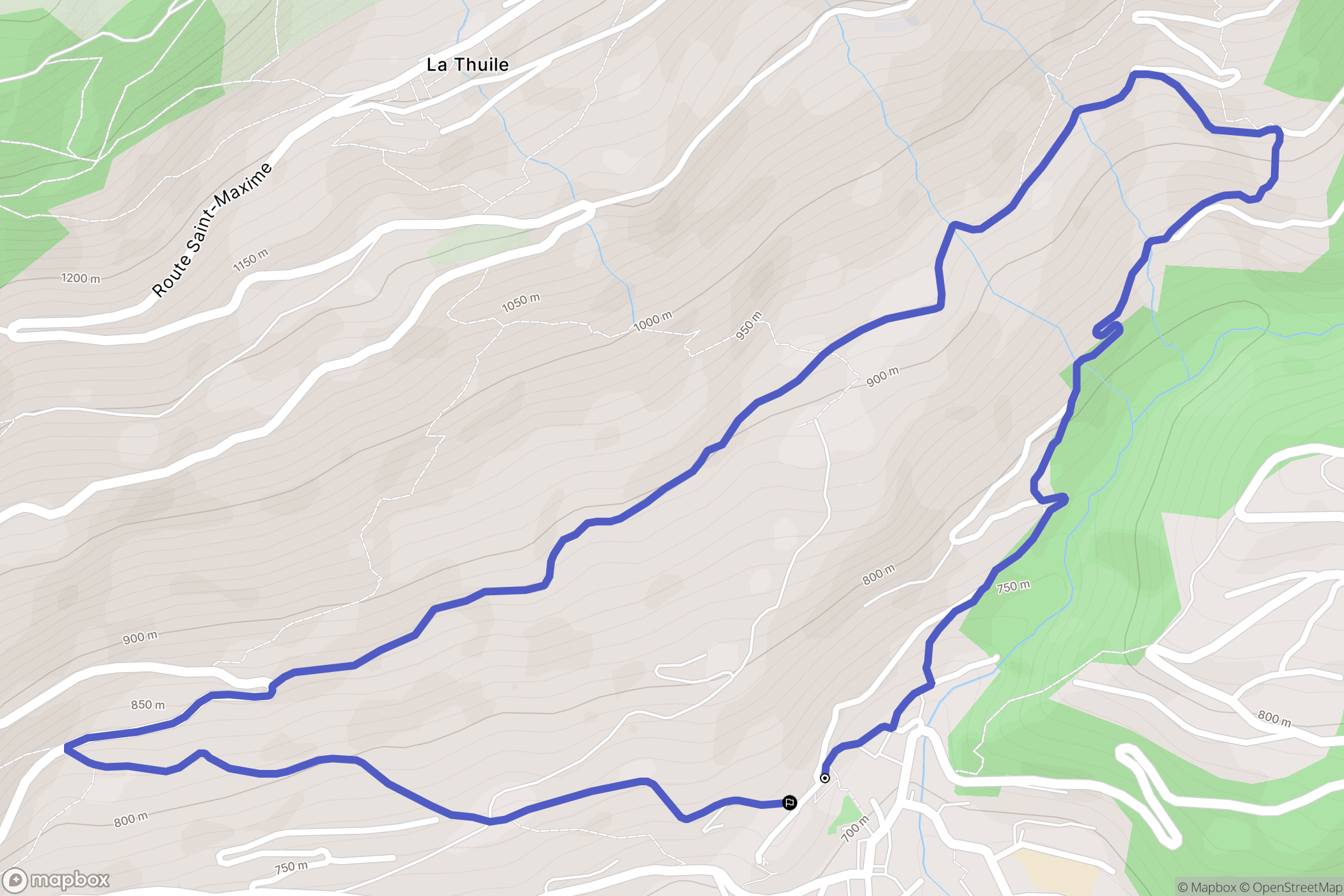 Aime-la-Plagne : carte du parcours de randonnée - France
