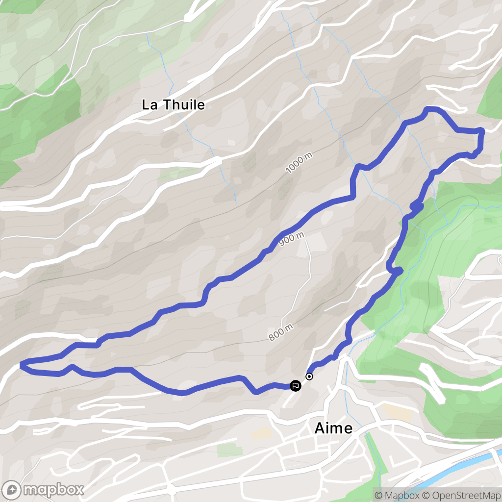 Aime-la-Plagne : carte du parcours de randonnée - France