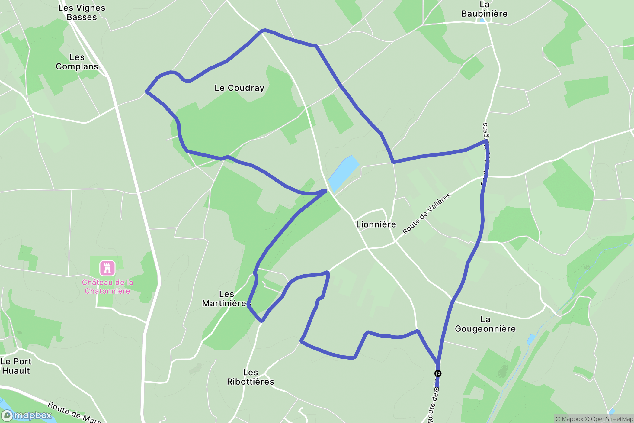 Azay-le-Rideau : carte du parcours de randonnée - France