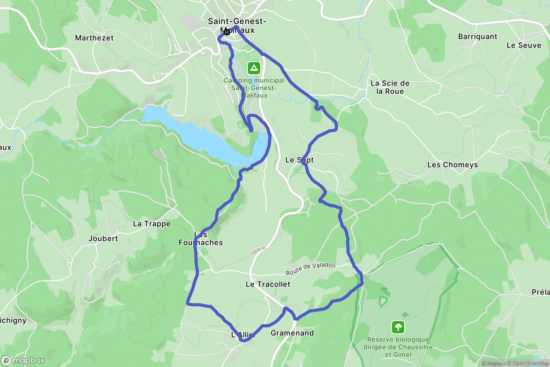 Saint-Genest-Malifaux : carte du parcours de randonnée - France
