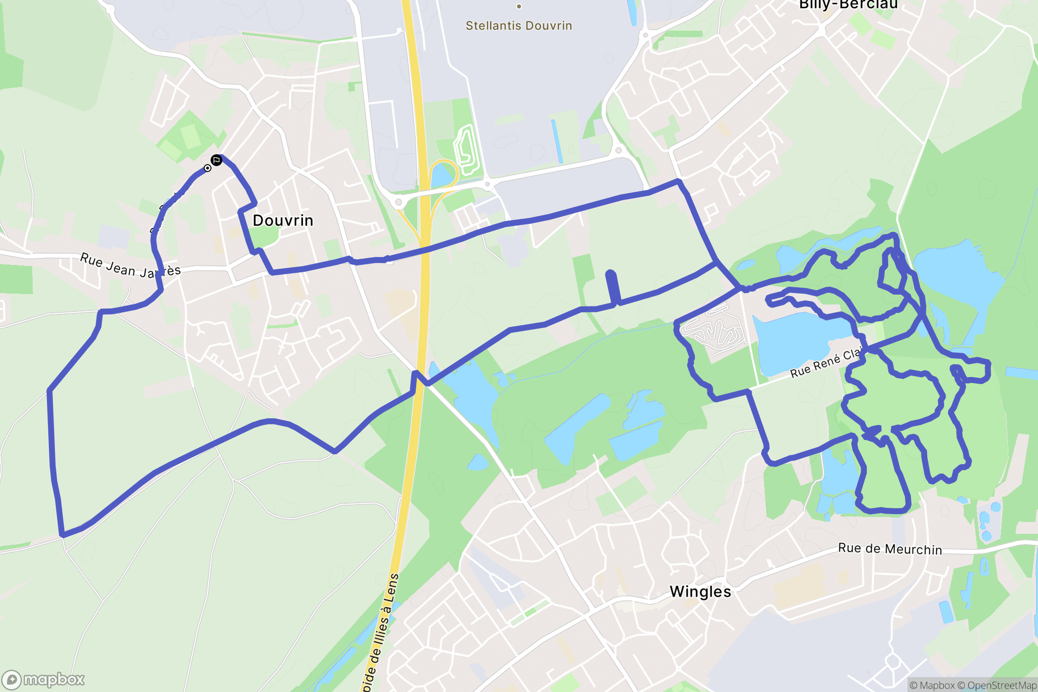 Douvrin : carte du parcours de randonnée - France