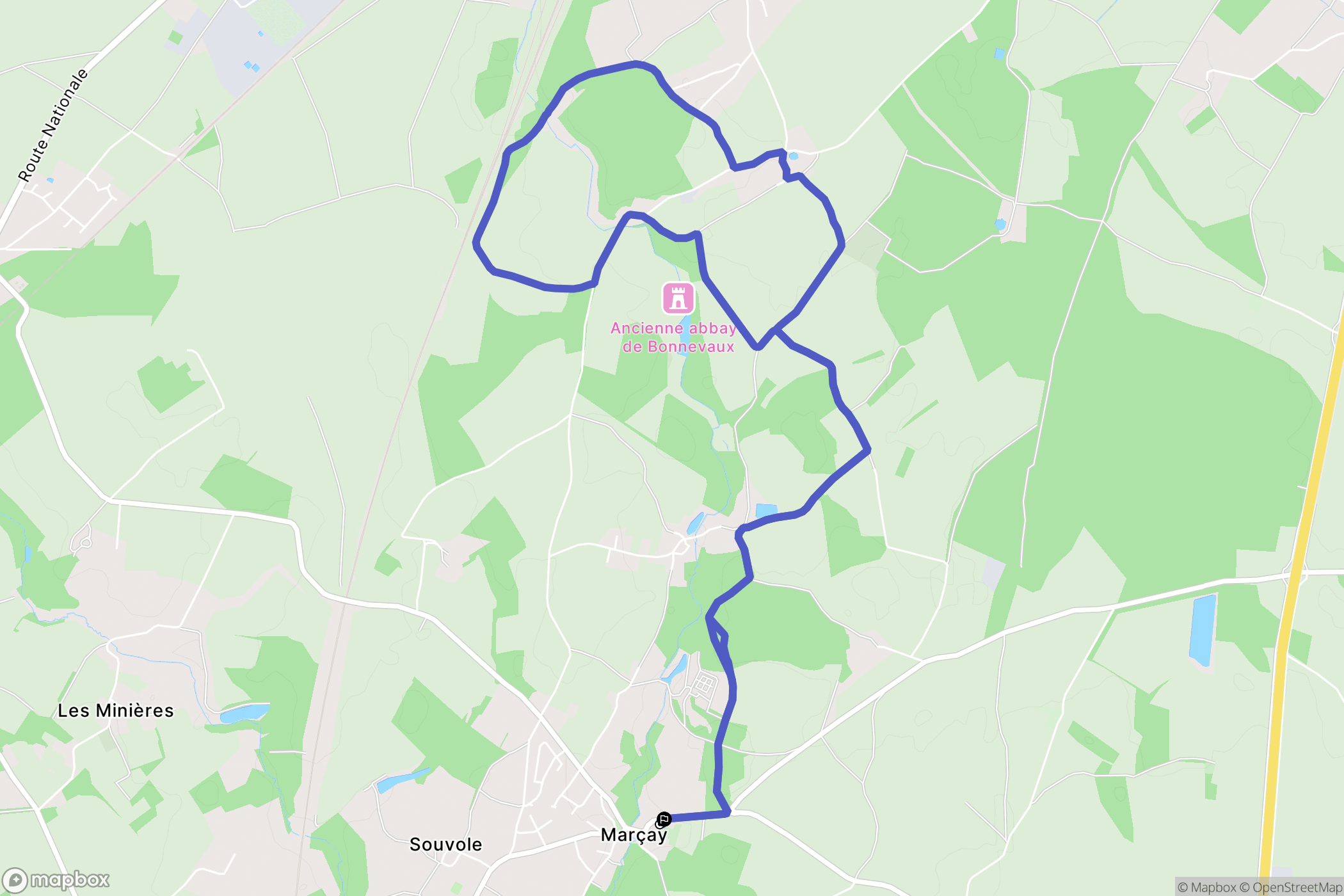 Marçay : carte du parcours de randonnée - France