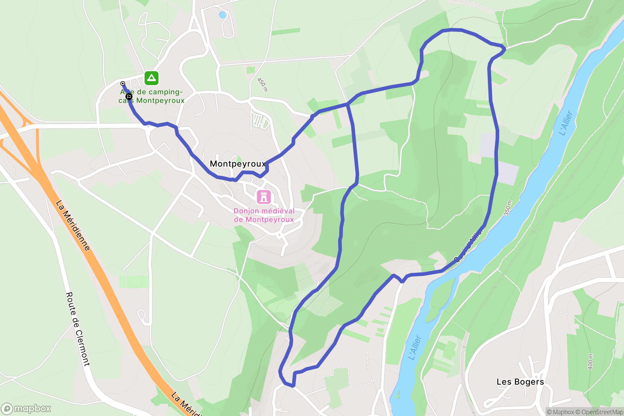 Montpeyroux : carte du parcours de randonnée - France