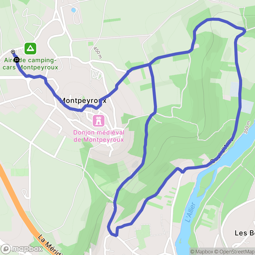 Montpeyroux : carte du parcours de randonnée - France